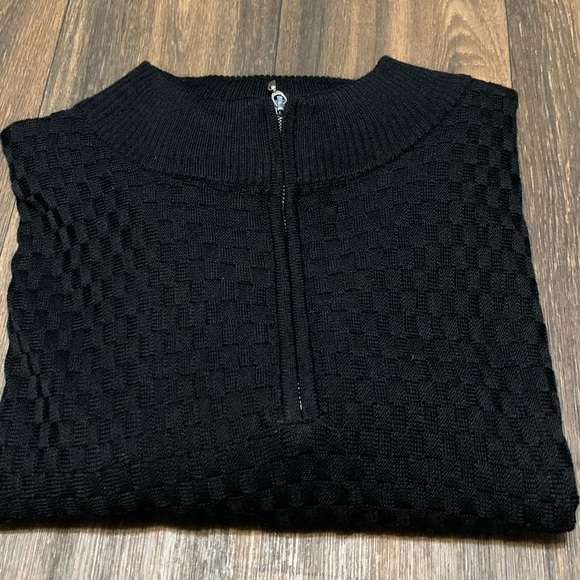 Stacy Adams Other - Stacy Adams Original Classic Pattern Sweater
Black 1/4 Zipper Mock-neck Size XXL